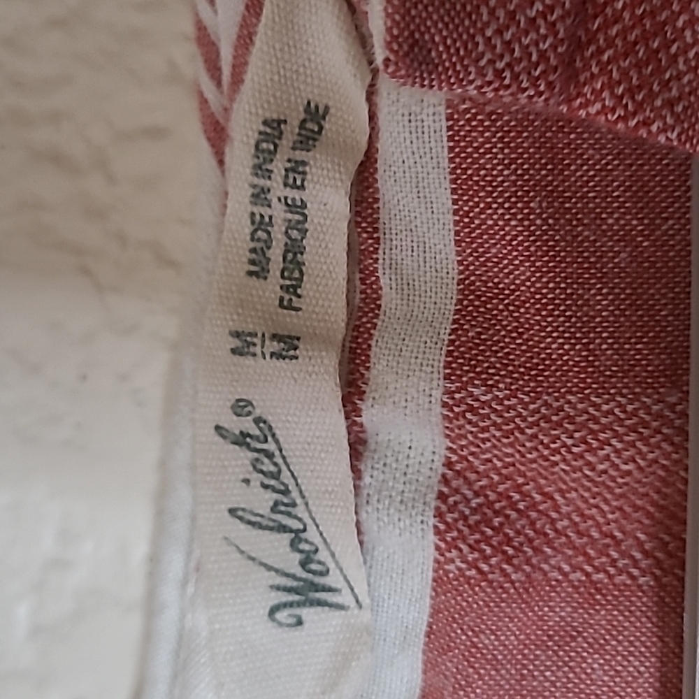 𝅺WOOLRICH Dark Pink White Striped Green Embroidered Top  organic cotton Medium - Picture 4 of 8